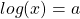 Rendered by QuickLaTeX.com log(x)=a